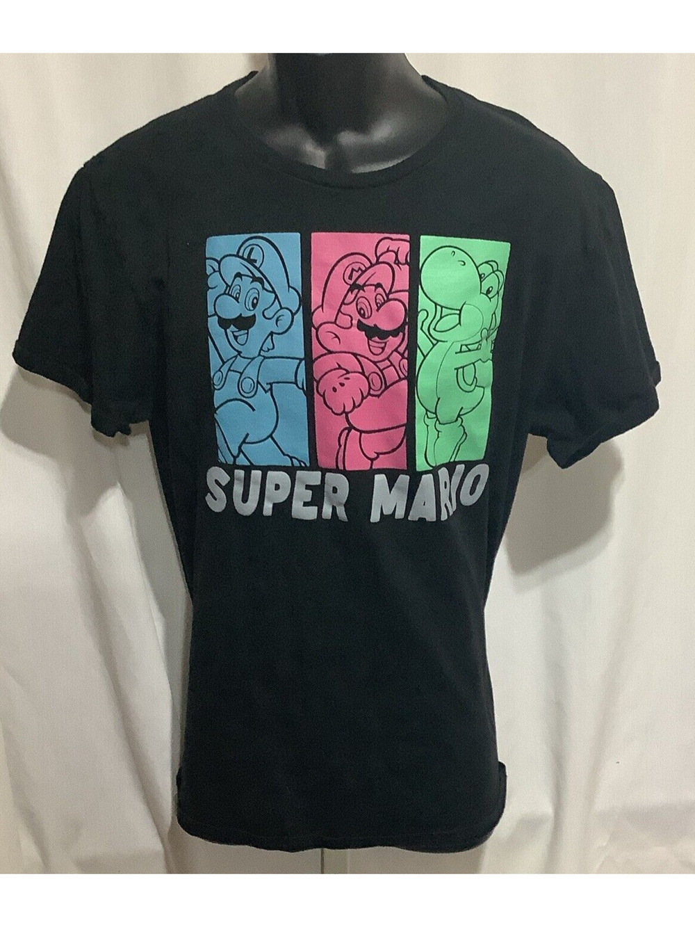 Nintendo Super Mario Bros Luigi Yoshi Graphic T Shirt Black Large 42